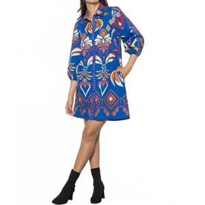NEW MAUDE VIVANTE ava dress in cobalt ikat